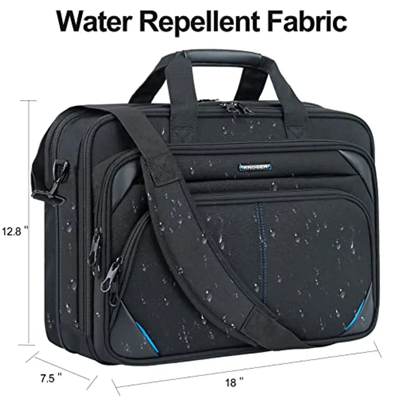 KROSER Borsa del Portatile 15, 6 Pollici a Tracolla per Laptop Custodia per Computer Idrorepellente con Tasche RFID per Affari/Università/Donne/Uomini-Nero/Blu miniatura 3