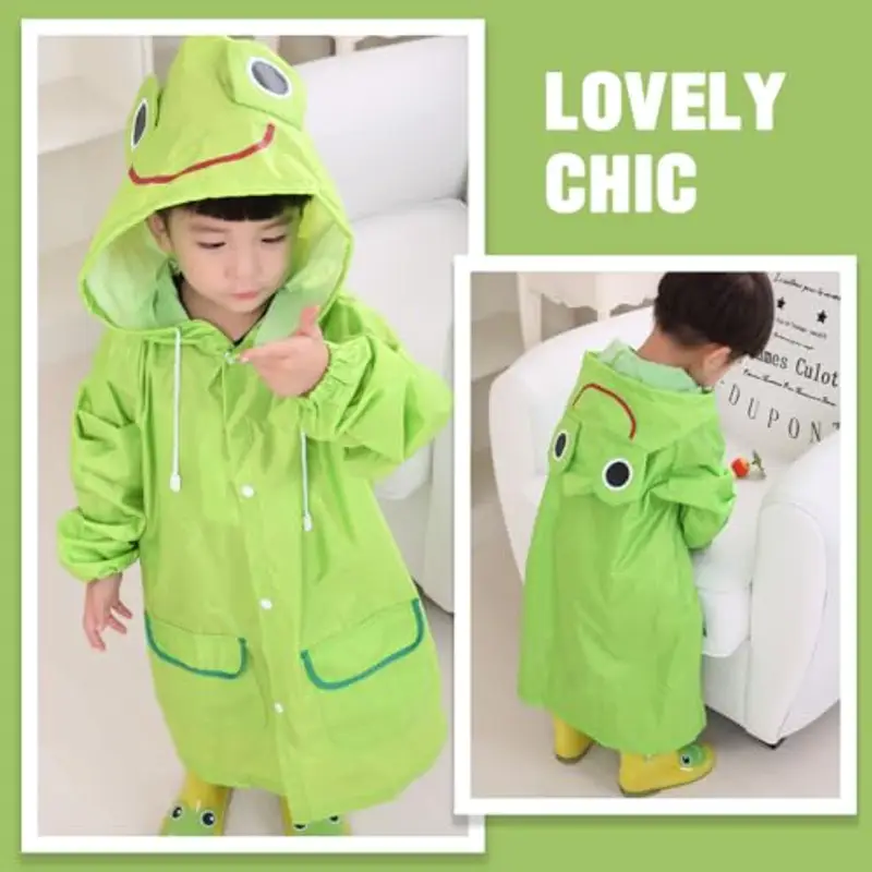 KSJEHW Bambini Impermeabile Giacca da Pioggia Poncho da Pioggia Bambina Incappucciato Riutilizzabile Cappotto di miniatura 3