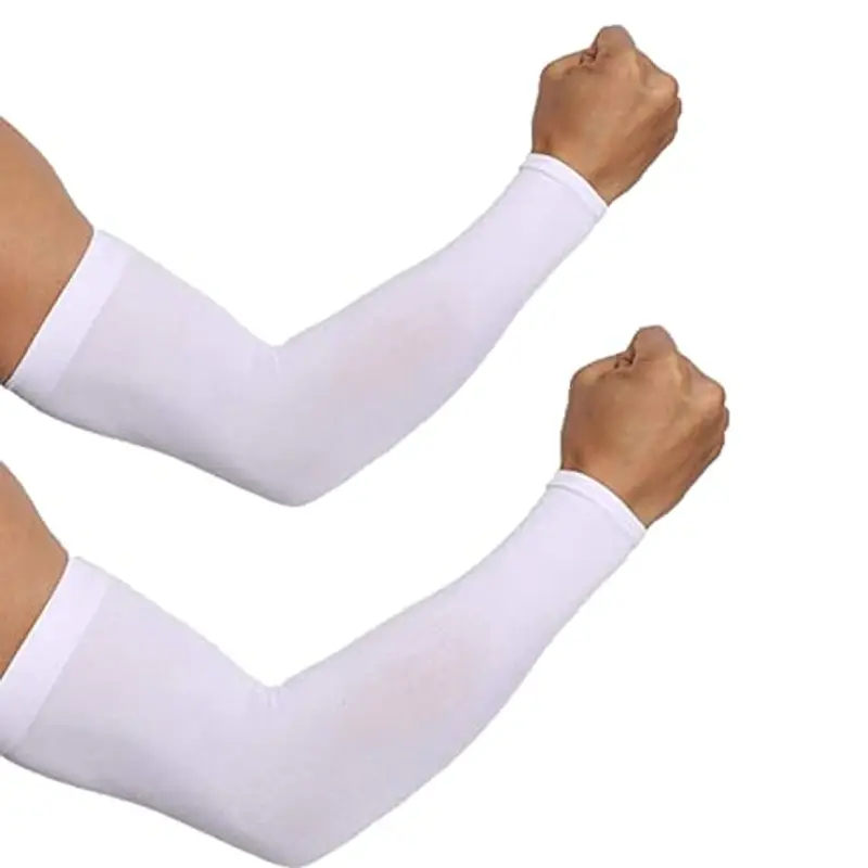 Ksnnrsng Manicotto Braccio UV Protezione Manicotti di Ghiaccio Raffreddamento moderato Sport Ciclismo pallavolo all'aperto Guidare protettivi Coprire Il Tatuaggio per Donna Uomo (2 Paio Bianchi)