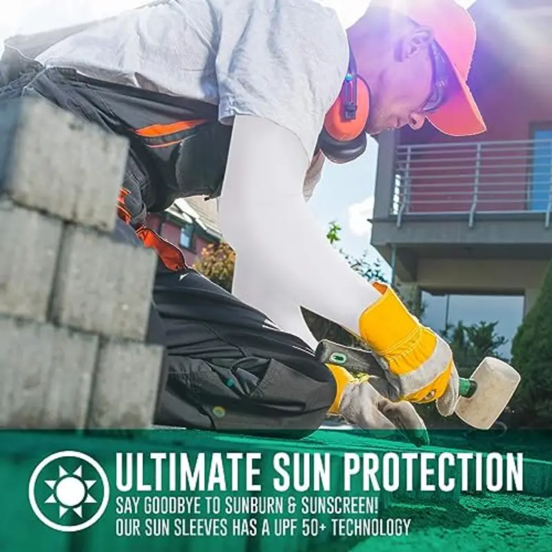 Ksnnrsng Manicotto Braccio UV Protezione Manicotti di Ghiaccio Raffreddamento moderato Sport Ciclismo pallavolo all'aperto Guidare protettivi Coprire Il Tatuaggio per Donna Uomo (3 Paio Bianchi) miniatura 2