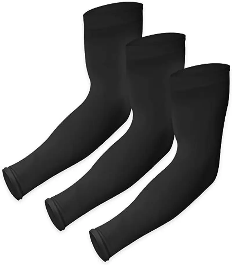Ksnnrsng Manicotto Braccio UV Protezione Manicotti di Ghiaccio Raffreddamento moderato Sport Ciclismo pallavolo all'aperto Guidare protettivi Coprire Il Tatuaggio per Donna Uomo (3 Paio Nero)