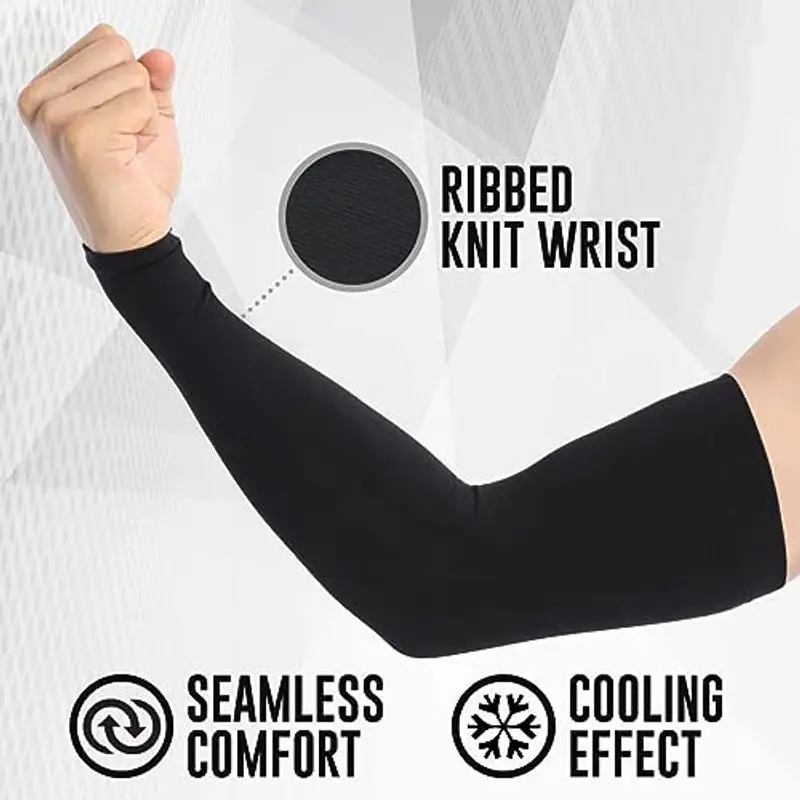 Ksnnrsng Manicotto Braccio UV Protezione Manicotti di Ghiaccio Raffreddamento moderato Sport Ciclismo pallavolo all'aperto Guidare protettivi Coprire Il Tatuaggio per Donna Uomo (3 Paio Nero) miniatura 3