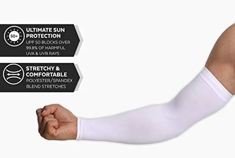 Ksnnrsng Manicotto Braccio UV Protezione Manicotti di Ghiaccio Raffreddamento moderato Sport Ciclismo pallavolo all'aperto Guidare protettivi Coprire Il Tatuaggio per Donna Uomo (Bianca) miniatura 3