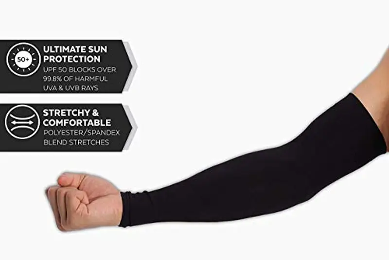 Ksnnrsng Manicotto Braccio UV Protezione Manicotti di Ghiaccio Raffreddamento moderato Sport Ciclismo pallavolo all'aperto Guidare protettivi Coprire Il Tatuaggio per Donna Uomo (Nero) miniatura 3