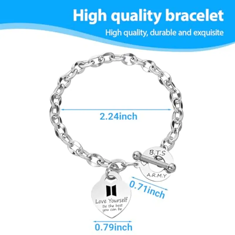 KSOIQPU BTS Ragazza Bracciale, Bracciale Donna Bracciale Bambina on Ciondoli Regalo di Compleanno per la Figlia, Regali per i fan dei BTS miniatura 2