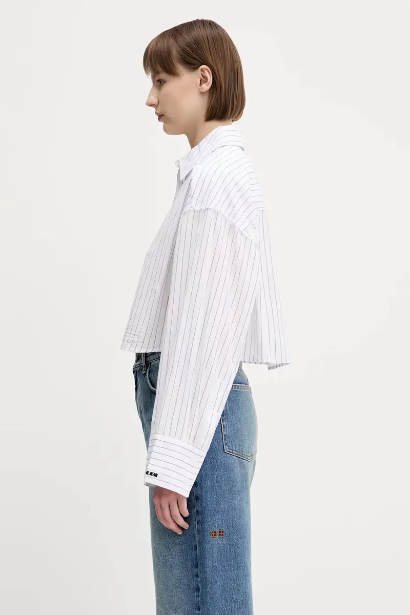 camicia in cotone cropped astra donna colore blu WSP25SH004 miniatura 2