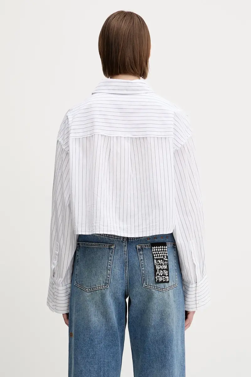 camicia in cotone cropped astra donna colore blu WSP25SH004 miniatura 3