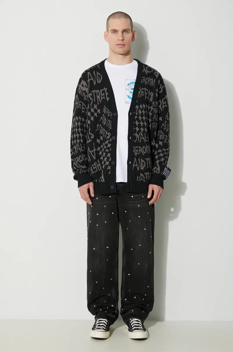 cardigan in cotone heroism cardigan colore nero MPS24KW005 miniatura 2