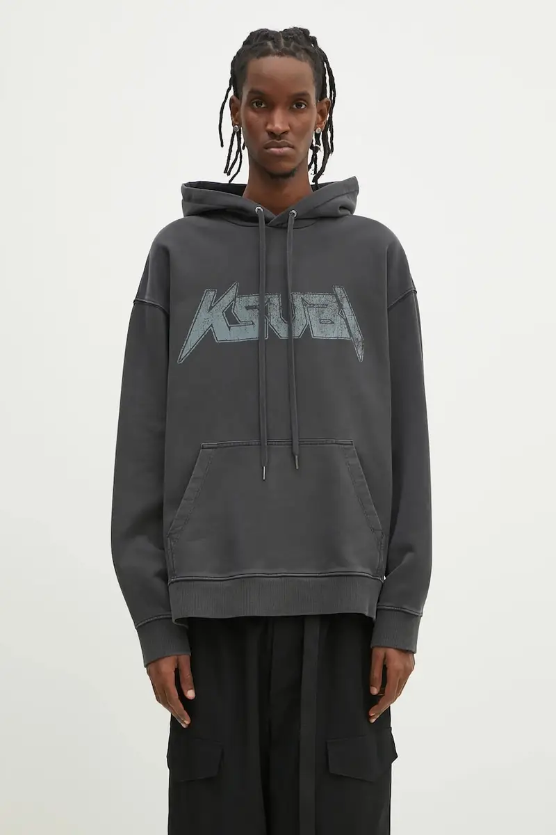 felpa in cotone Electric Biggie uomo colore grigio con cappuccio MPS25FL011