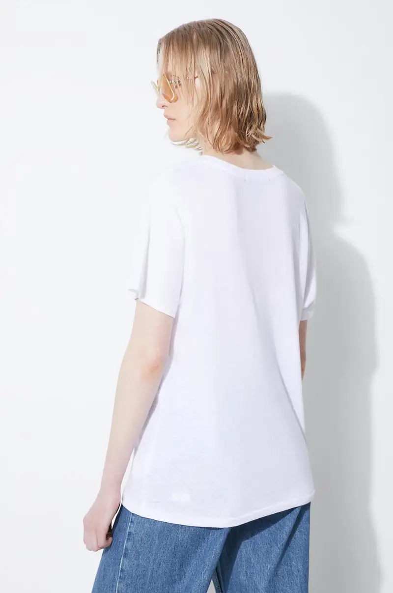 maglietta in lino Script Klassic colore bianco WSP24TE002 miniatura 3