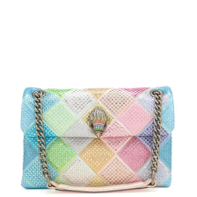 borsa a spalla da donna kensington con design geometrico a quadri multicolor