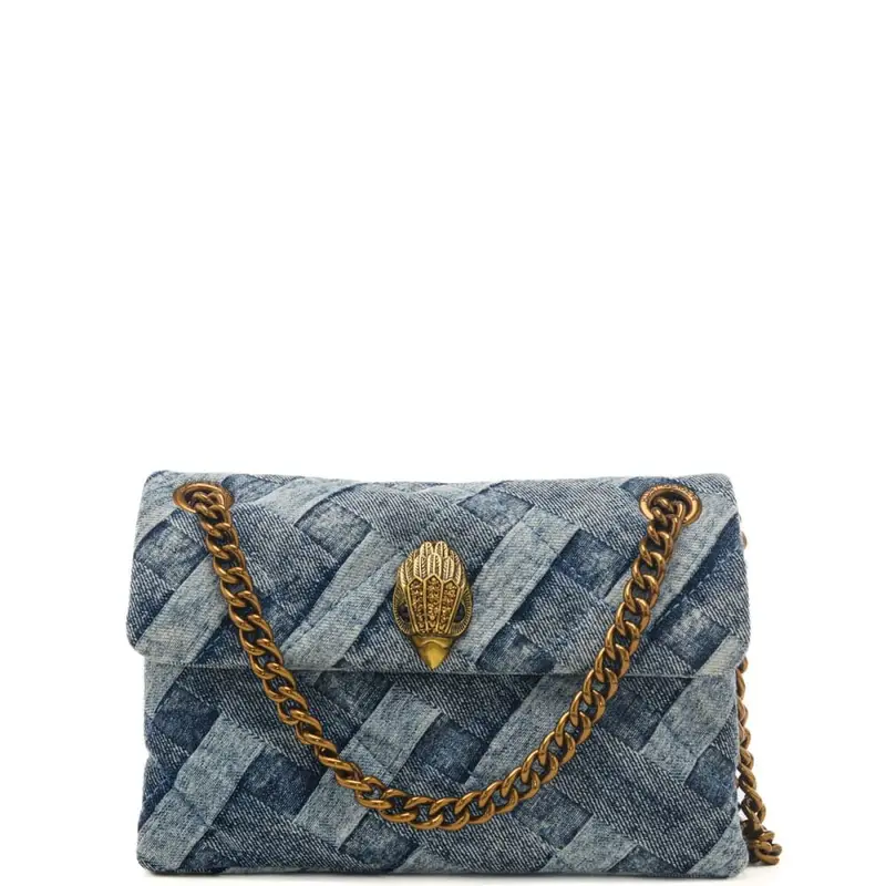 borsa a spalla da donna mini kensington in denim intrecciato