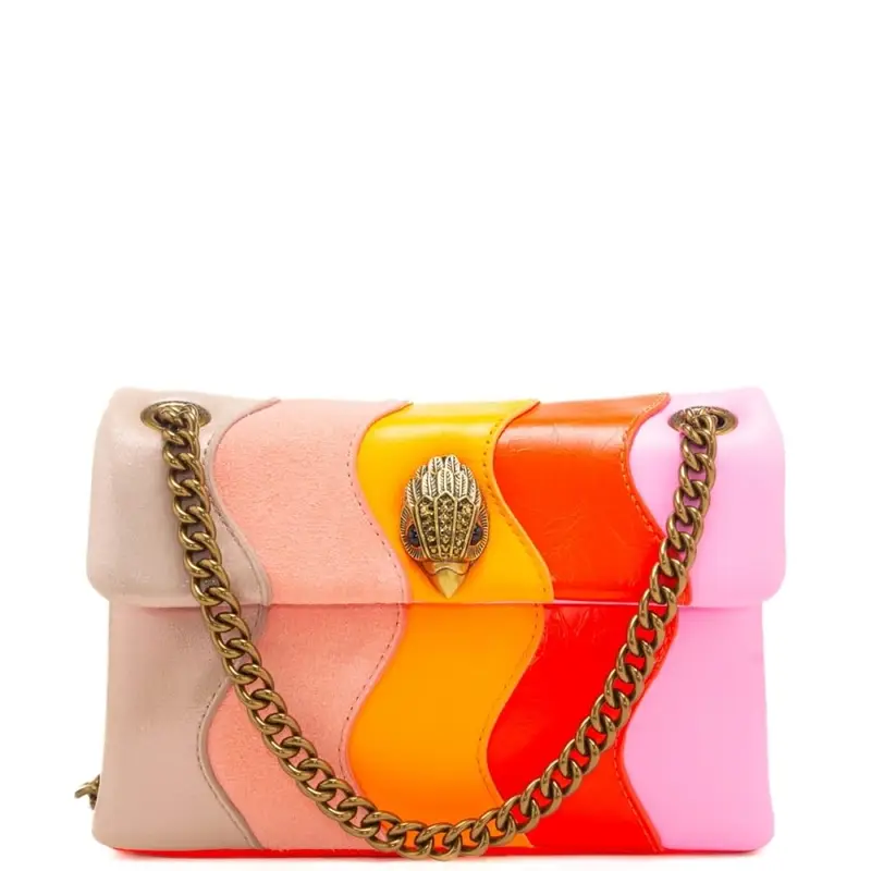 borsa a tracolla da donna kensington con inserti in tessuto ondulati a contrasto colore rosa