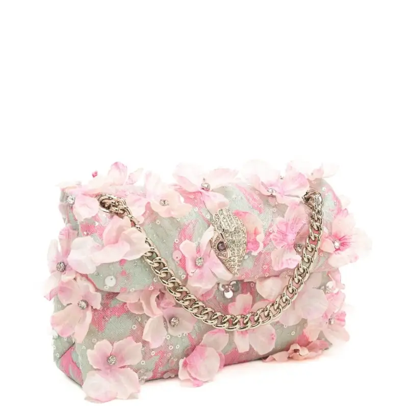 borsa a tracolla da donna kensington flowers con inserti in tessuto floreali cuciti all over rosa miniatura 2