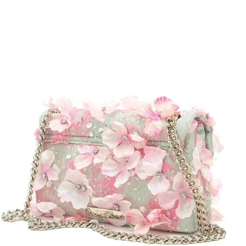 borsa a tracolla da donna kensington flowers con inserti in tessuto floreali cuciti all over rosa miniatura 3