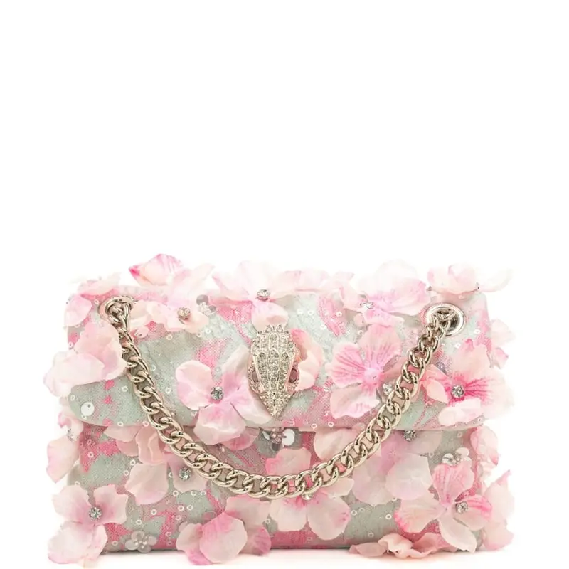 borsa a tracolla da donna kensington flowers con inserti in tessuto floreali cuciti all over rosa
