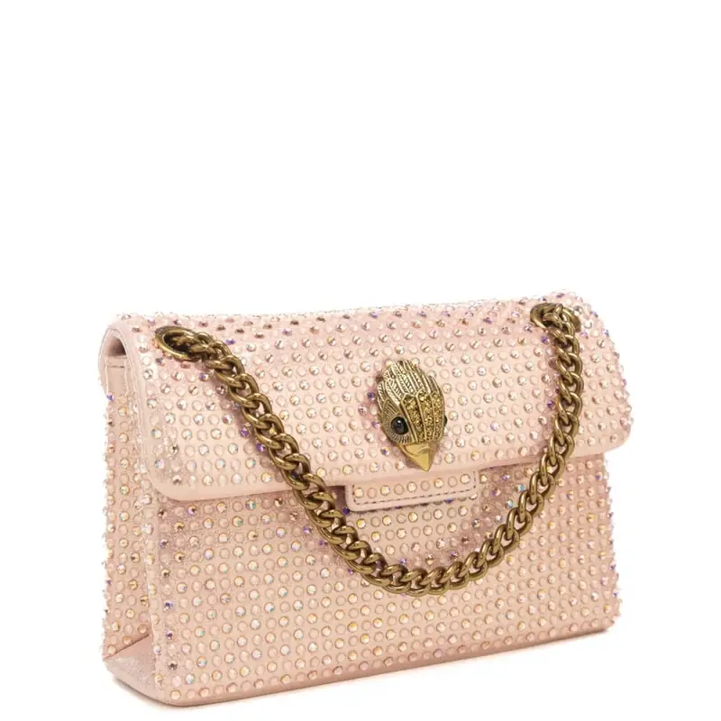 borsa a tracolla da donna mini kensington con strass all over rosa miniatura 2