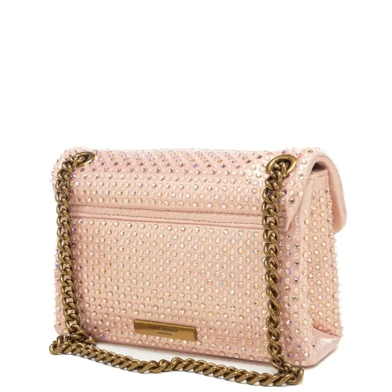 borsa a tracolla da donna mini kensington con strass all over rosa miniatura 3
