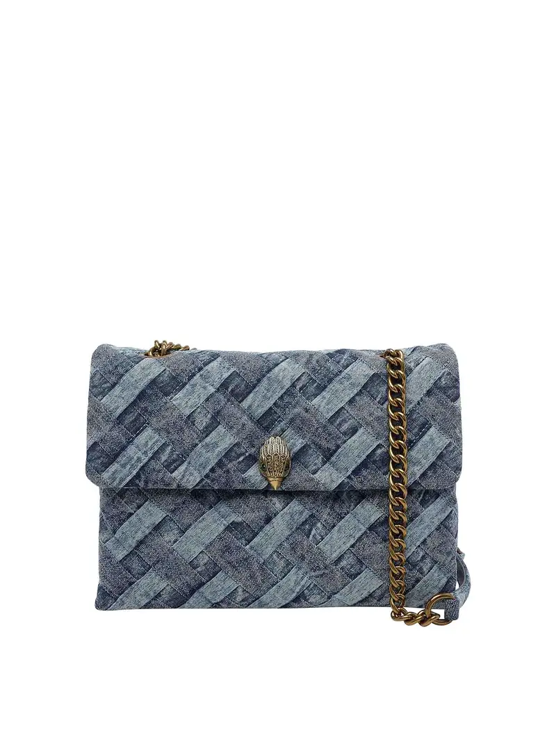 Borsa a tracolla grande in denim Kensington Blu