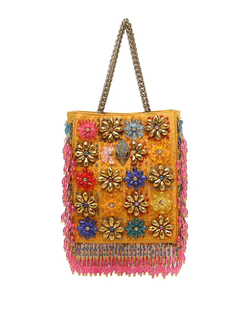 Borsa tote mini con perline multicolori Multicolore