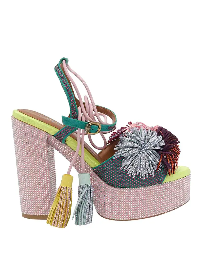 Décolleté con plateau pom pom multicolor Multicolore