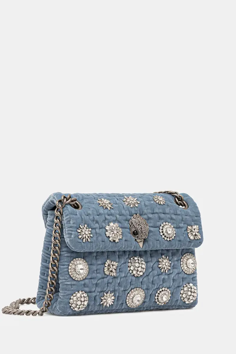 borsa in velluto VELVET MINI KENSINGTON colore blu 5018382789 miniatura 2