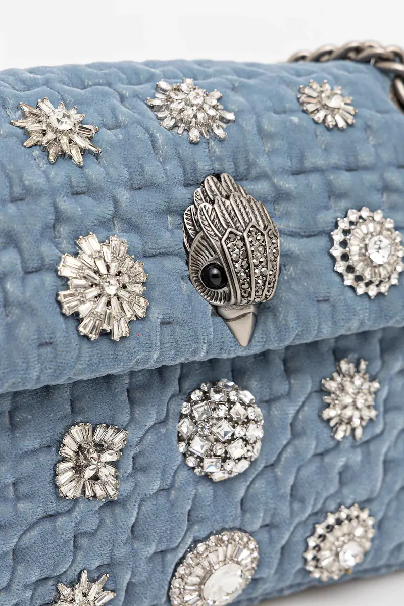 borsa in velluto VELVET MINI KENSINGTON colore blu 5018382789 miniatura 4