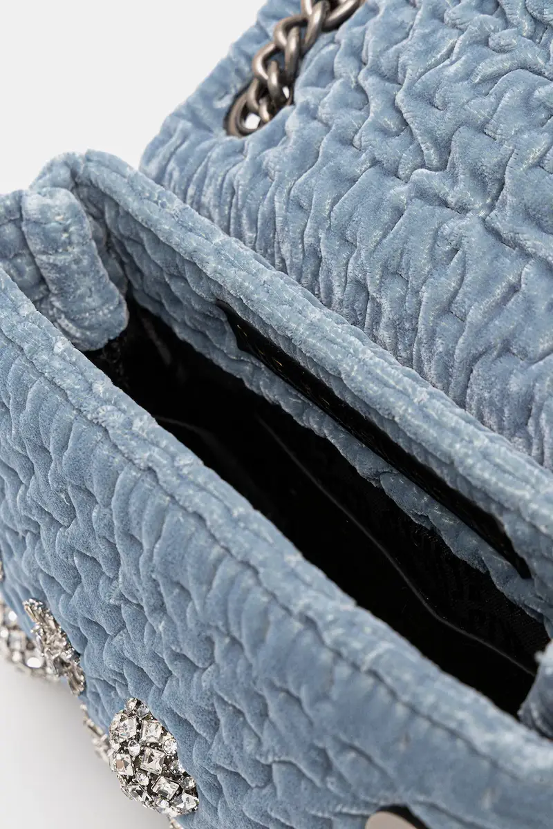 borsa in velluto VELVET MINI KENSINGTON colore blu 5018382789 miniatura 5