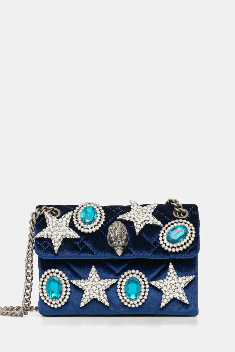 borsa in velluto VELVET MINI KENSINGTON colore blu navy 5018780789
