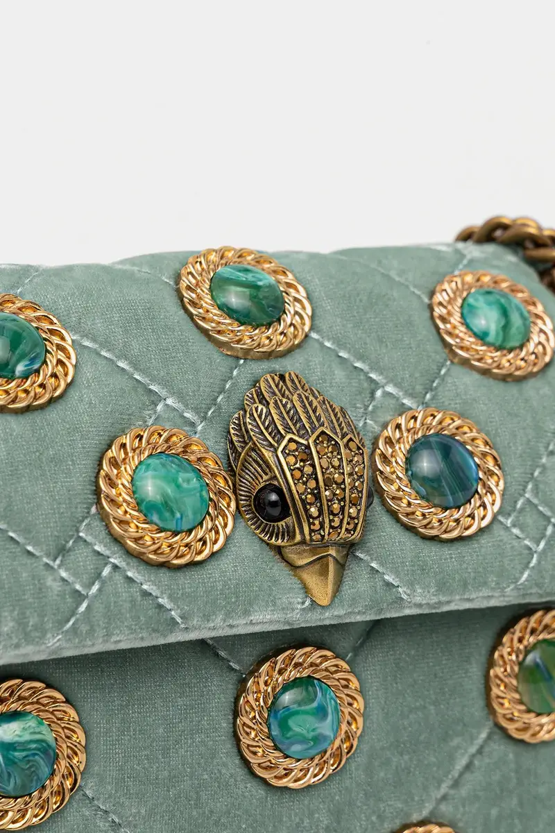 borsa in velluto VELVET MINI KENSINGTON colore verde 5018373789 miniatura 4