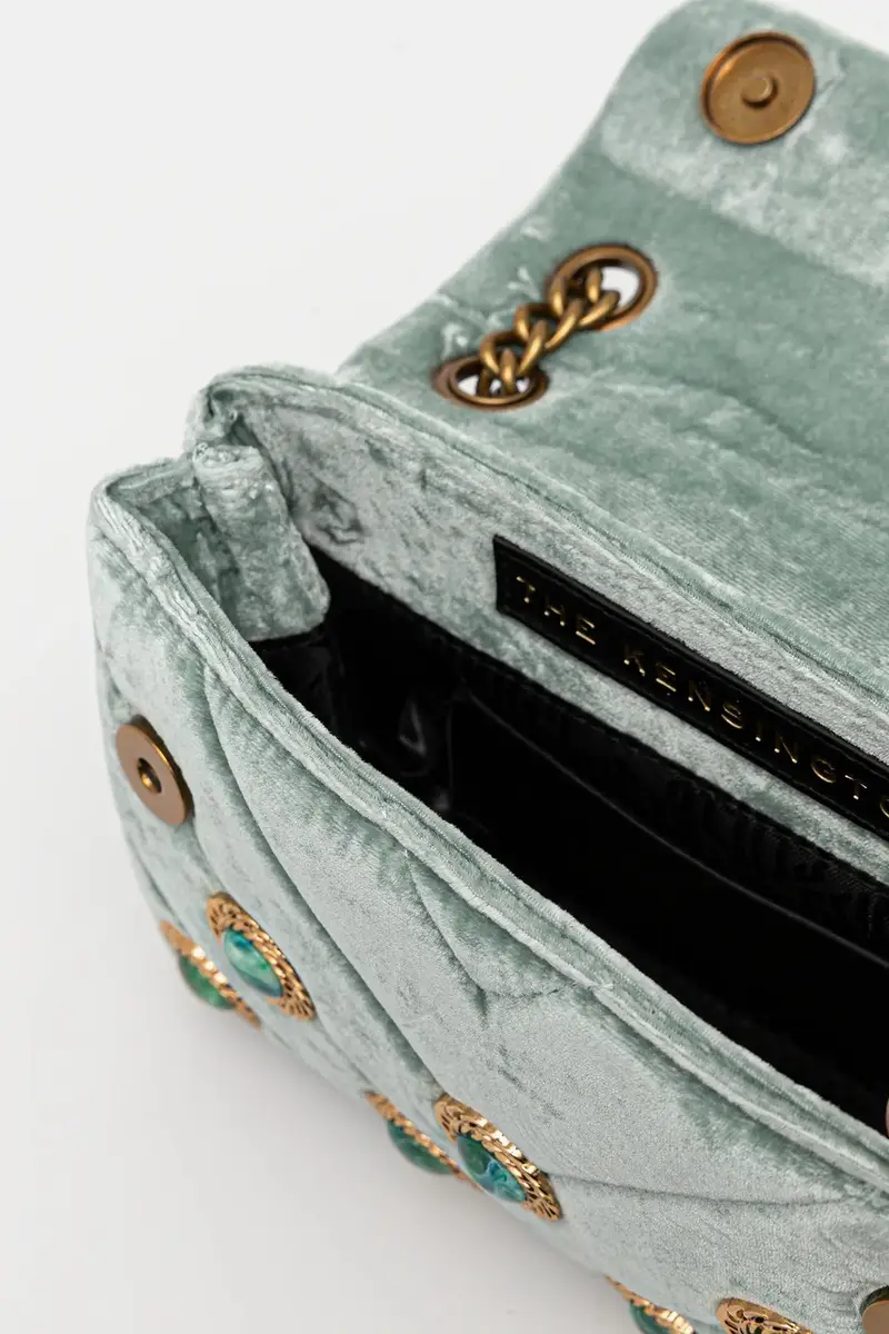 borsa in velluto VELVET MINI KENSINGTON colore verde 5018373789 miniatura 5