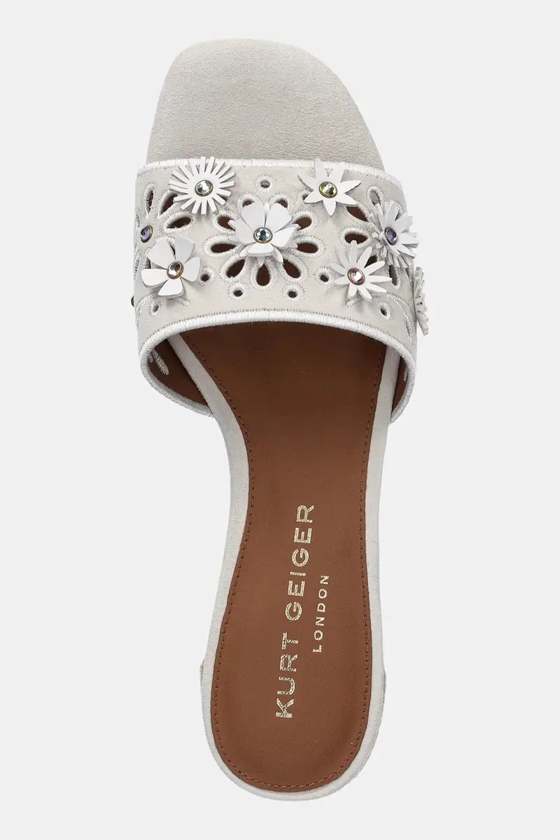 ciabatte slide in camoscio Flower Low Sandal donna colore grigio 4493544209 miniatura 4