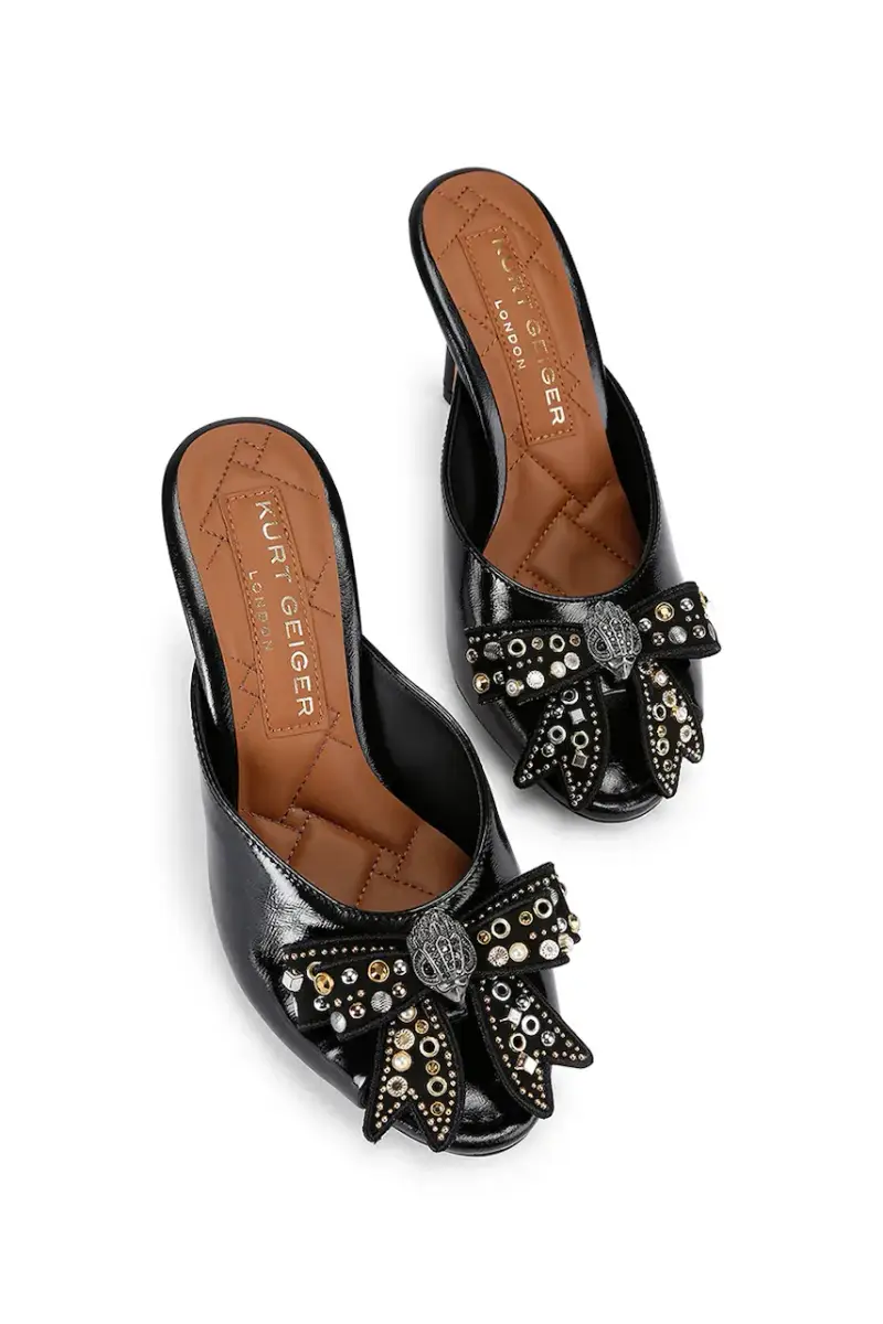 infradito in pelle Belgravia Stud Bow Mule donna colore nero 4711005309 miniatura 2