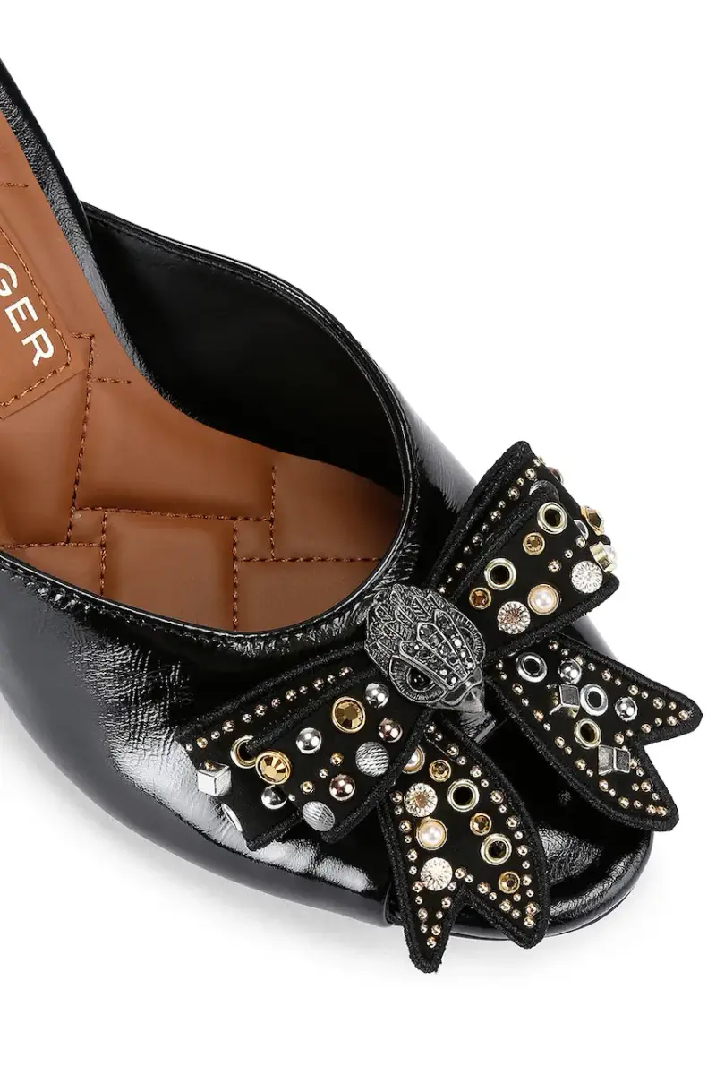 infradito in pelle Belgravia Stud Bow Mule donna colore nero 4711005309 miniatura 3