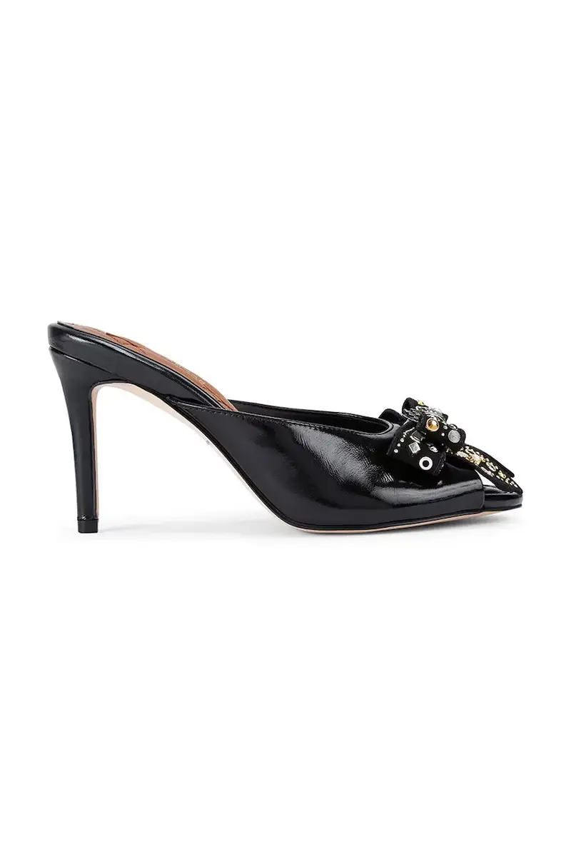 infradito in pelle Belgravia Stud Bow Mule donna colore nero 4711005309