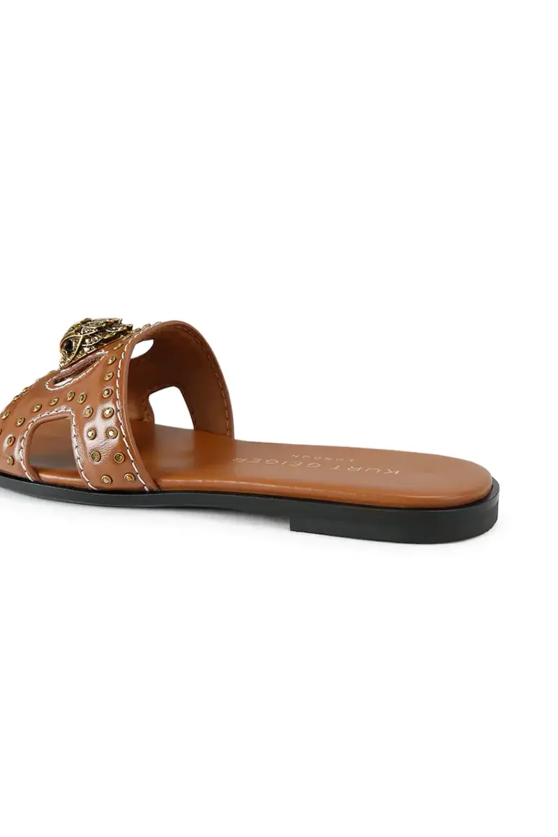 infradito in pelle Eagle Stud Cut Out Flat donna colore beige 4734433309 miniatura 5