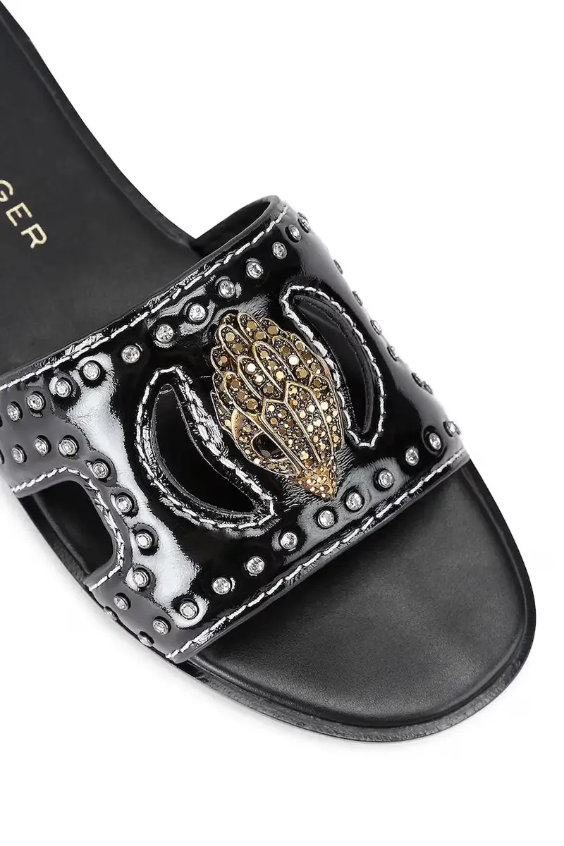 infradito in pelle Eagle Stud Cut Out Flat donna colore nero 4734400309 miniatura 3