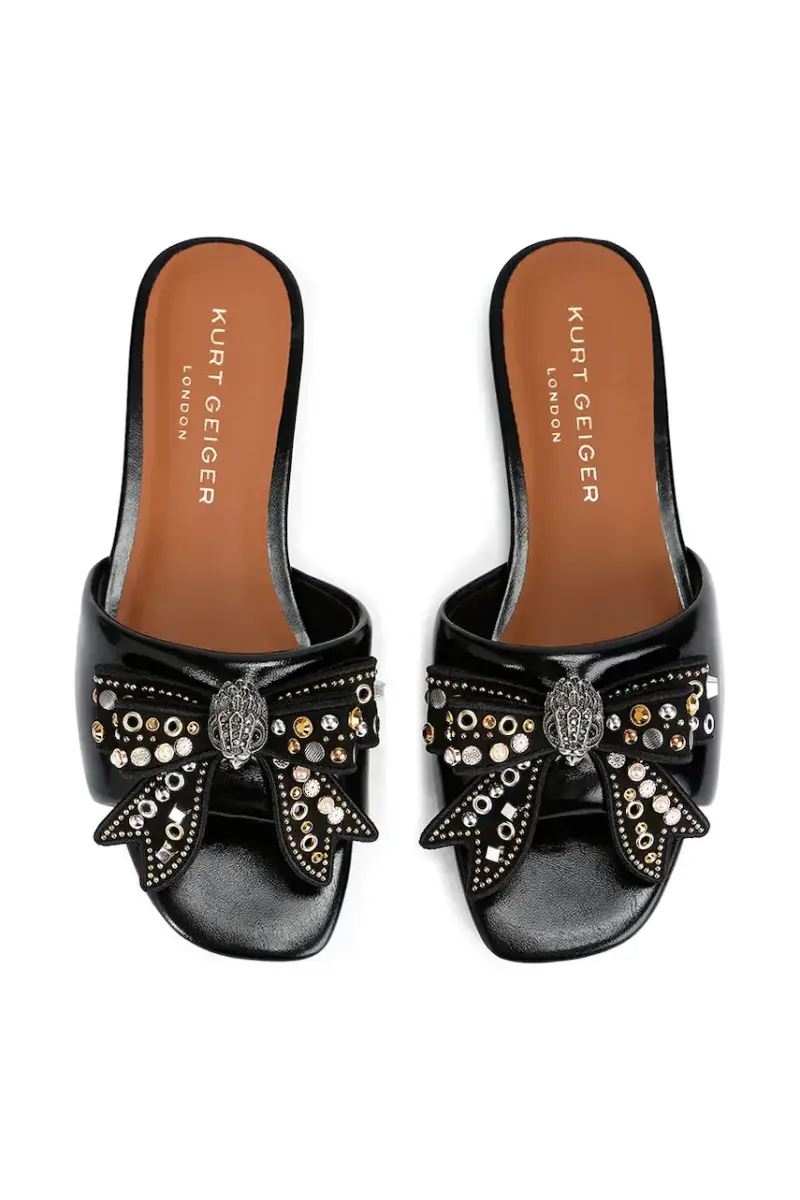 infradito in pelle Kensington Bow Flat Sandal donna colore nero 655705139 miniatura 2