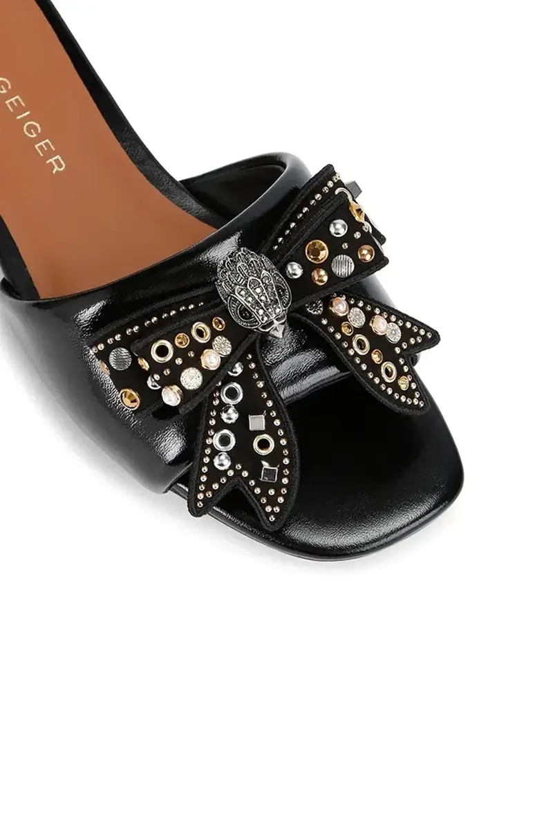 infradito in pelle Kensington Bow Flat Sandal donna colore nero 655705139 miniatura 3