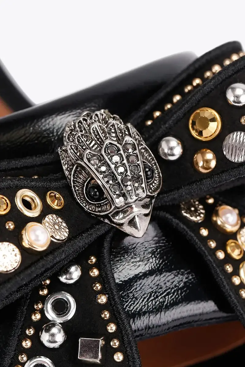 infradito in pelle Kensington Bow Flat Sandal donna colore nero 655705139 miniatura 4