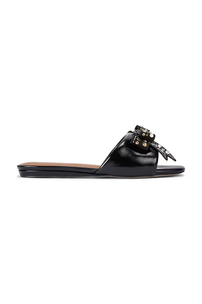 infradito in pelle Kensington Bow Flat Sandal donna colore nero 655705139
