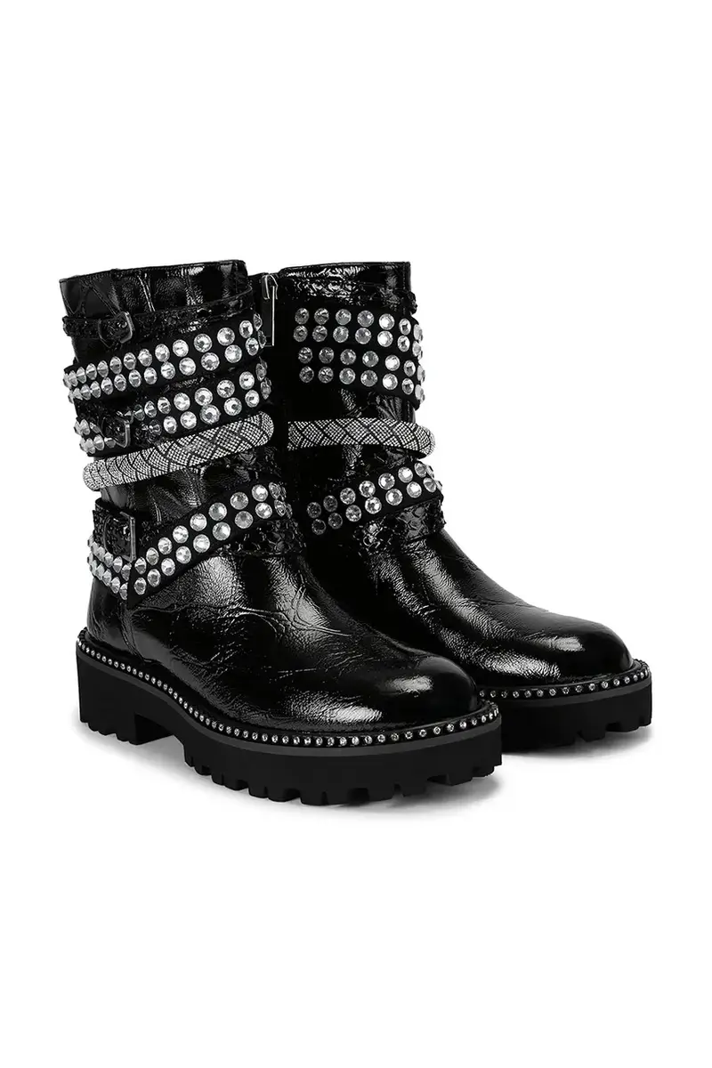 stivaletti alla caviglia in pelle Multi Strap Flat Boot donna colore nero 4994309419 miniatura 3
