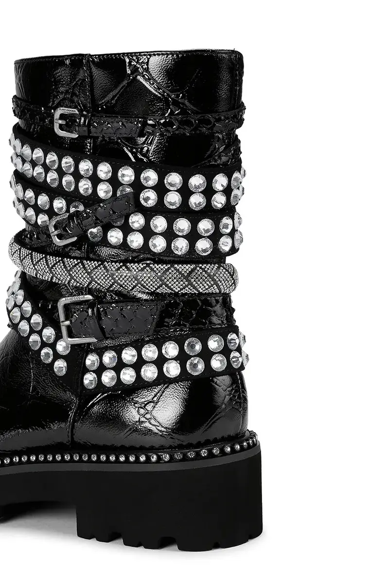 stivaletti alla caviglia in pelle Multi Strap Flat Boot donna colore nero 4994309419 miniatura 5