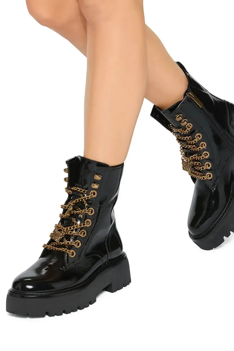 stivali da motociclista in pelle Matilda Charm Nero miniatura 5