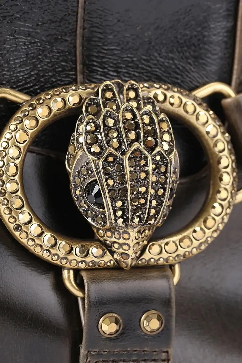 stivali in pelle Chelsea Mid Knee Biker Marrone miniatura 5