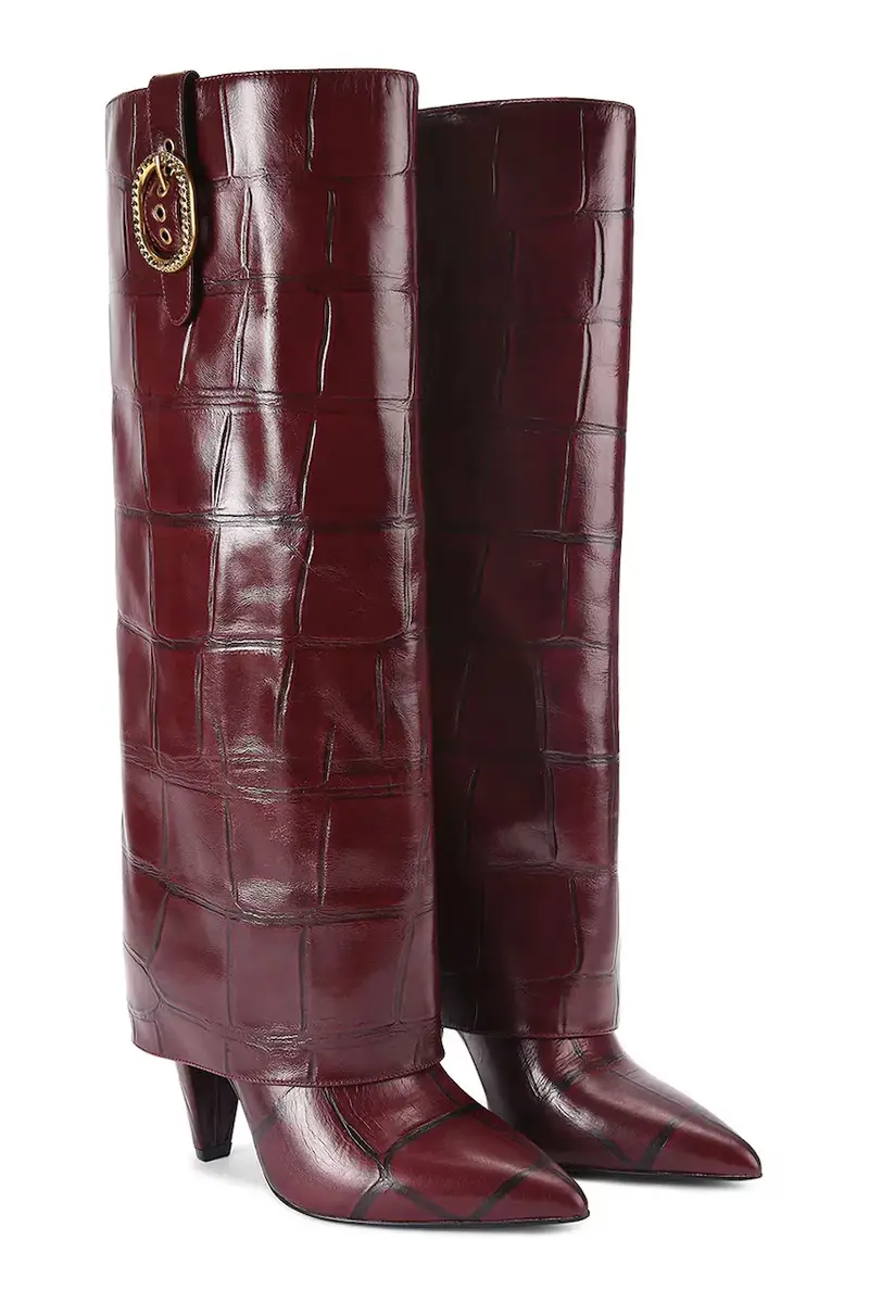 stivali in pelle Fold Over Tall Boot donna colore marrone 5022354419 miniatura 2