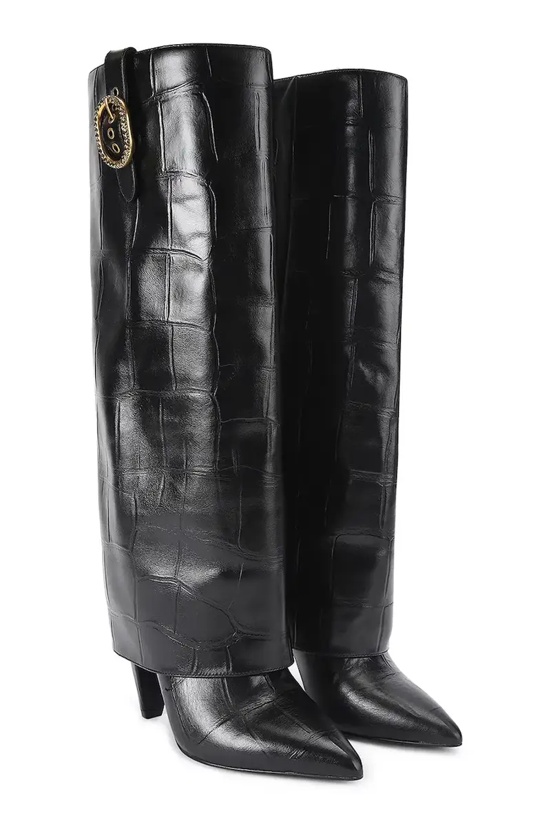 stivali in pelle Fold Over Tall Boot donna colore nero 5022300419 miniatura 2
