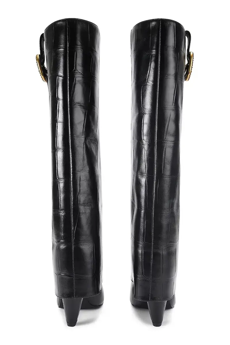 stivali in pelle Fold Over Tall Boot donna colore nero 5022300419 miniatura 3