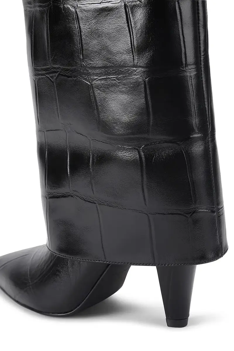 stivali in pelle Fold Over Tall Boot donna colore nero 5022300419 miniatura 4