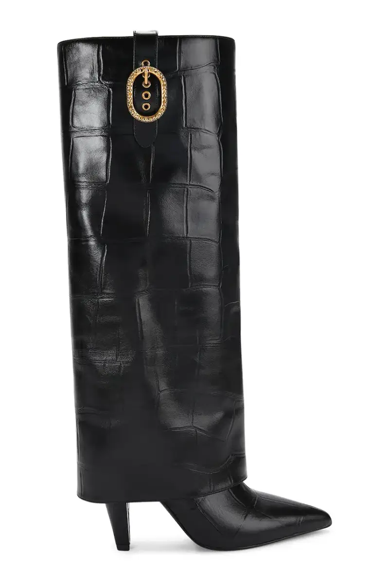 stivali in pelle Fold Over Tall Boot donna colore nero 5022300419
